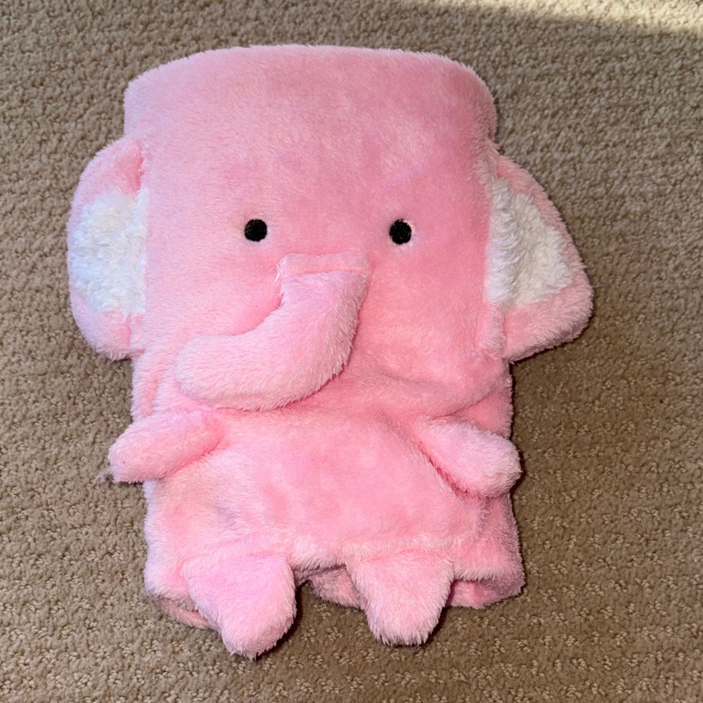 Mud Pie Pink Plush Elephant Blanket / Lovey